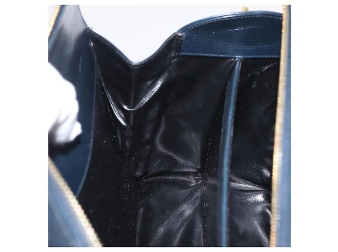 Borsa Salvatore Ferragamo Gancini in pelle blu navy e oro autentica 206360 D'oro - vista 25