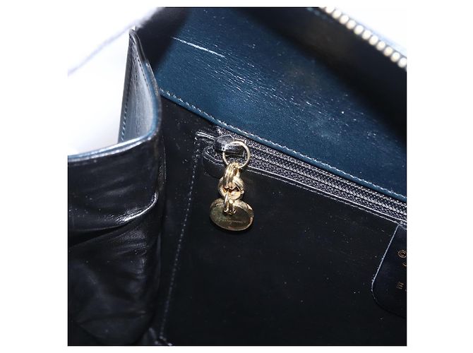 Borsa Salvatore Ferragamo Gancini in pelle blu navy e oro autentica 206360 D'oro - vista 26