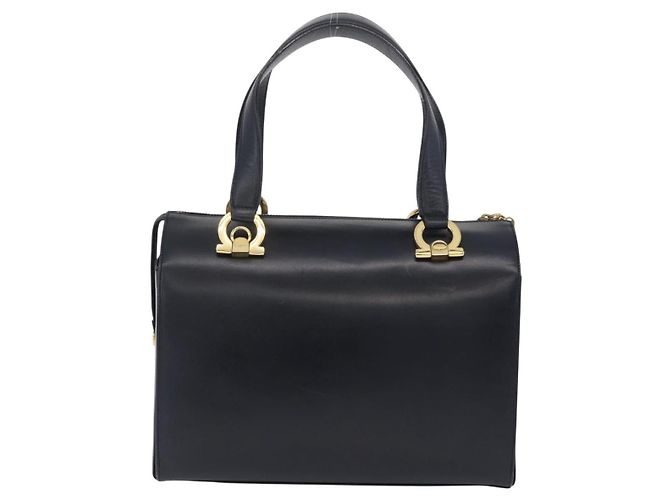 Borsa Salvatore Ferragamo Gancini in pelle blu navy e oro autentica 206360 D'oro - vista 3