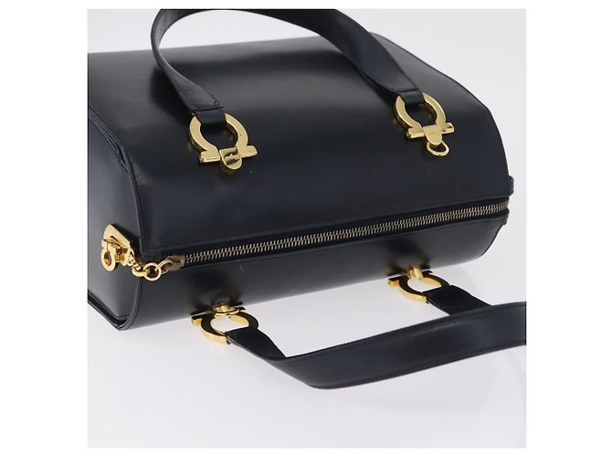 Borsa Salvatore Ferragamo Gancini in pelle blu navy e oro autentica 206360 D'oro - vista 7