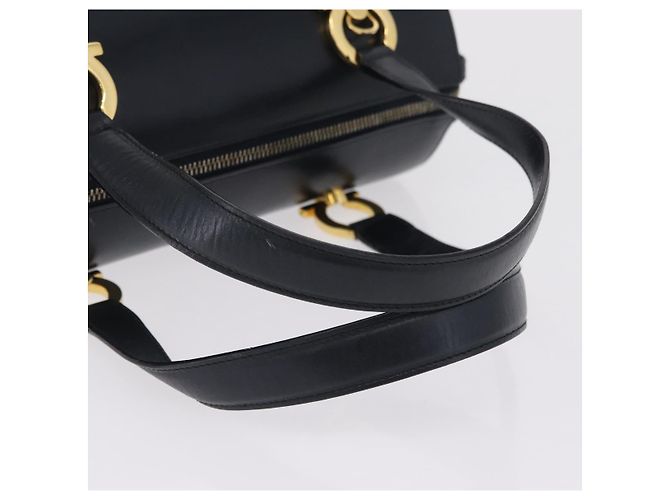 Borsa Salvatore Ferragamo Gancini in pelle blu navy e oro autentica 206360 D'oro - vista 8