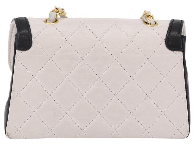 Borsa a tracolla CHANEL Matelasse con catena in pelle d'agnello Bianco e Oro CC Auth 206300SAV D'oro - vista 3