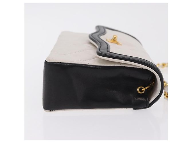 Borsa a tracolla CHANEL Matelasse con catena in pelle d'agnello Bianco e Oro CC Auth 206300SAV D'oro - vista 5