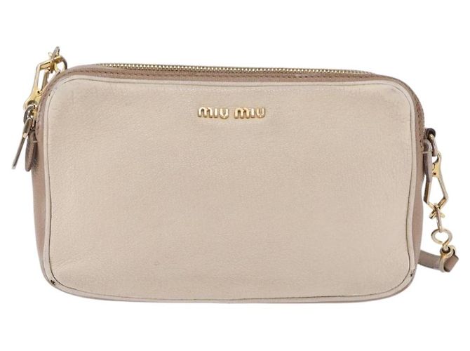 Bolso de hombro Miu Miu de cuero Ivory Gold Auth 206322 Dorado Crudo - vista 13