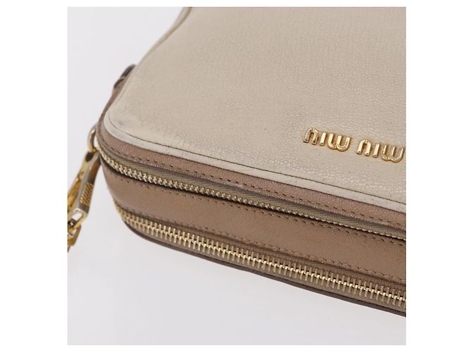 Bolso de hombro Miu Miu de cuero Ivory Gold Auth 206322 Dorado Crudo - vista 15