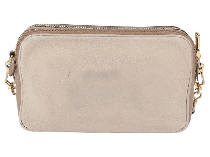 Bolso de hombro Miu Miu de cuero Ivory Gold Auth 206322 Dorado Crudo - vista 2