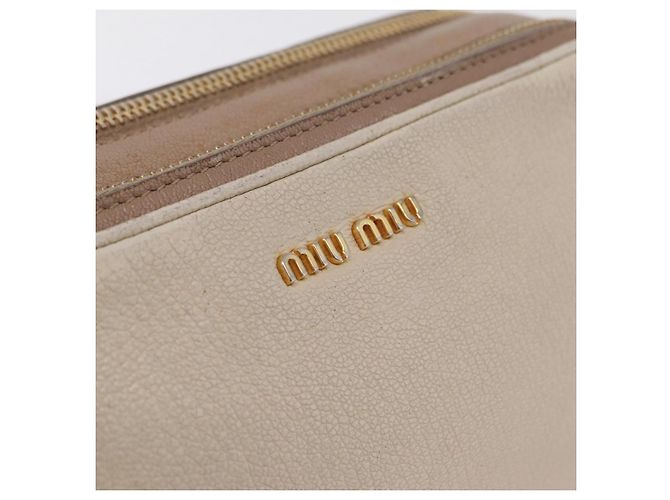 Bolso de hombro Miu Miu de cuero Ivory Gold Auth 206322 Dorado Crudo - vista 23
