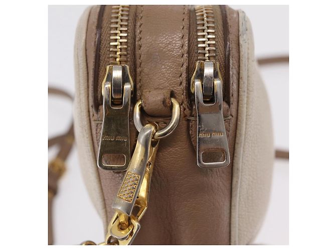 Bolso de hombro Miu Miu de cuero Ivory Gold Auth 206322 Dorado Crudo - vista 24
