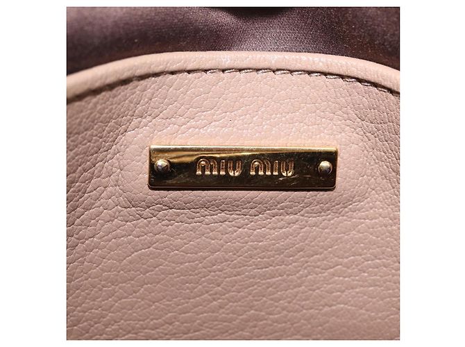 Bolso de hombro Miu Miu de cuero Ivory Gold Auth 206322 Dorado Crudo - vista 25