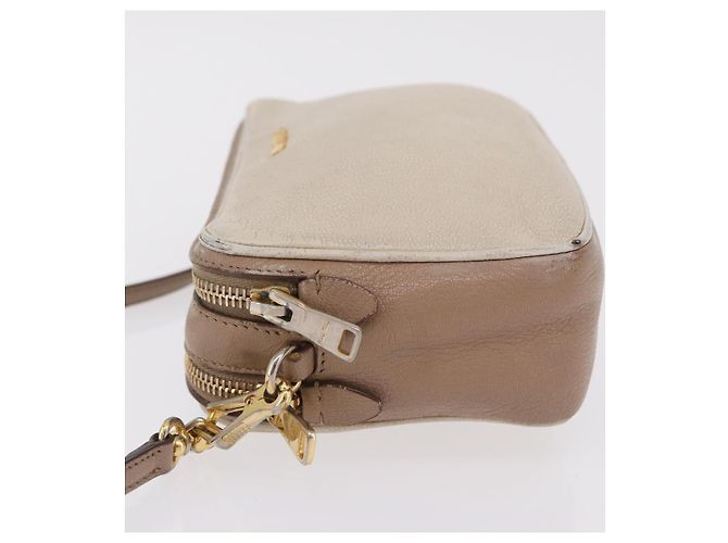 Bolso de hombro Miu Miu de cuero Ivory Gold Auth 206322 Dorado Crudo - vista 5