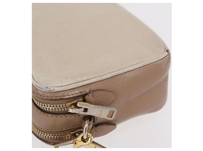 Bolso de hombro Miu Miu de cuero Ivory Gold Auth 206322 Dorado Crudo - vista 6