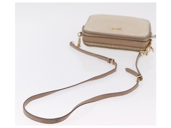 Bolso de hombro Miu Miu de cuero Ivory Gold Auth 206322 Dorado Crudo - vista 8