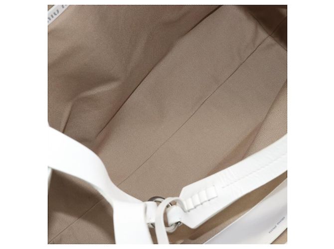 Borsa Tote Miu Miu Pelle Bianca Argento Auth 204751A Bianco - vista 11