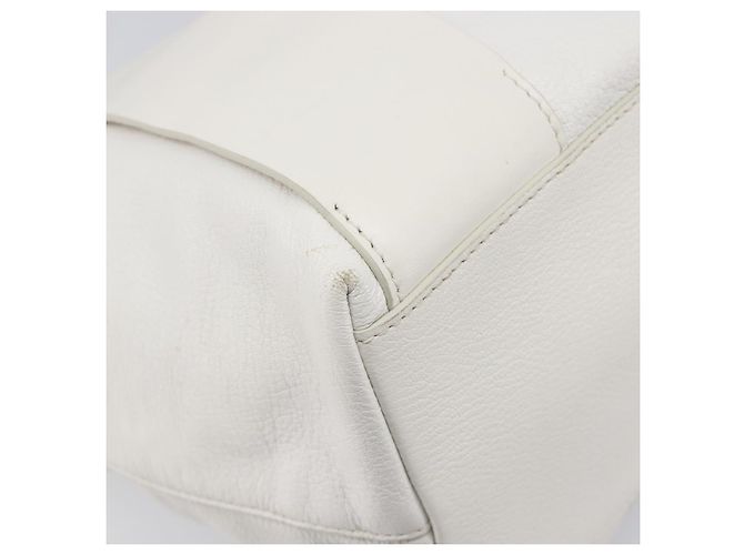 Borsa Tote Miu Miu Pelle Bianca Argento Auth 204751A Bianco - vista 14