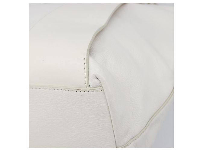 Borsa Tote Miu Miu Pelle Bianca Argento Auth 204751A Bianco - vista 15