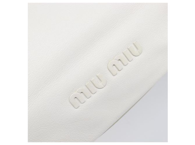 Borsa Tote Miu Miu Pelle Bianca Argento Auth 204751A Bianco - vista 17