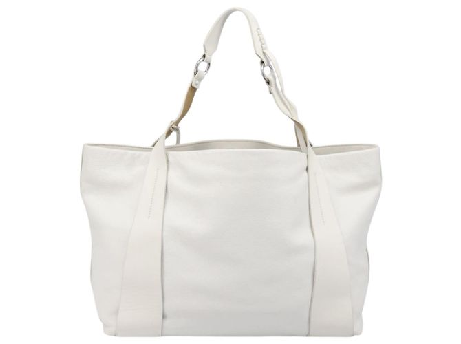 Borsa Tote Miu Miu Pelle Bianca Argento Auth 204751A Bianco - vista 2