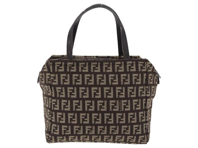 FENDI Zucchino Canvas Handtasche Brown 8BN105 Auth ka6325 Braun - Ansicht 2