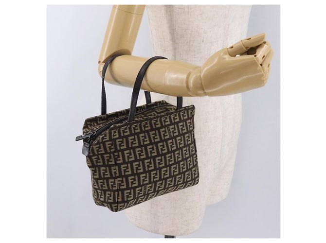 FENDI Zucchino Canvas Handtasche Brown 8BN105 Auth ka6325 Braun - Ansicht 23