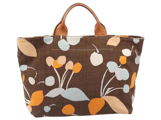 Bolso Tote Miu Miu Canvas Brown Gold Tone Auth bs37123 Castaño - vista 13