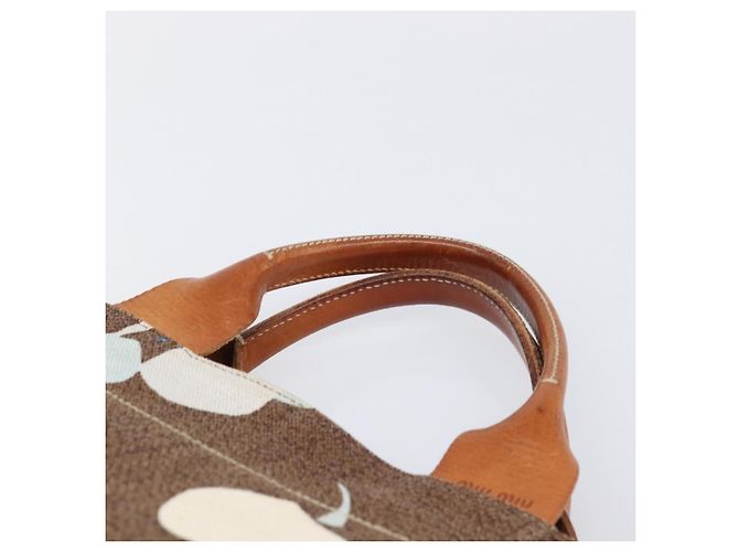 Bolso Tote Miu Miu Canvas Brown Gold Tone Auth bs37123 Castaño - vista 14