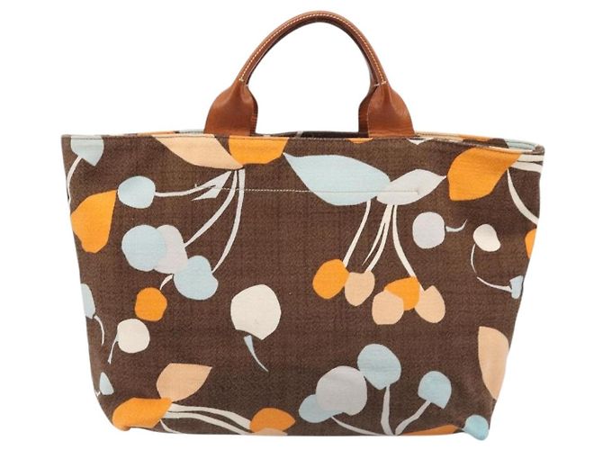 Bolso Tote Miu Miu Canvas Brown Gold Tone Auth bs37123 Castaño - vista 2