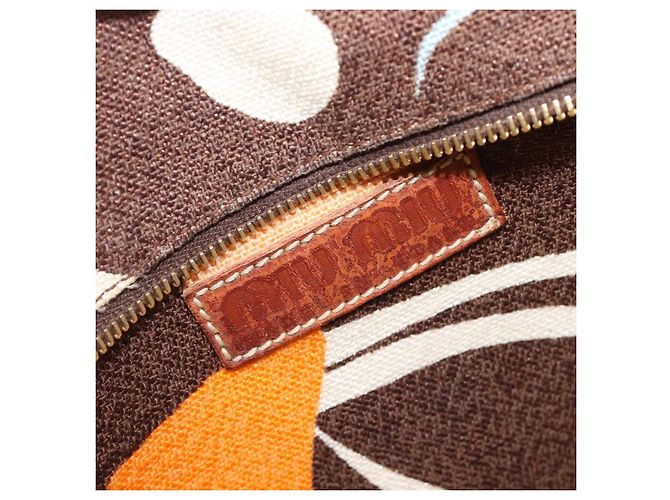Bolso Tote Miu Miu Canvas Brown Gold Tone Auth bs37123 Castaño - vista 21
