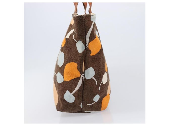 Bolso Tote Miu Miu Canvas Brown Gold Tone Auth bs37123 Castaño - vista 3