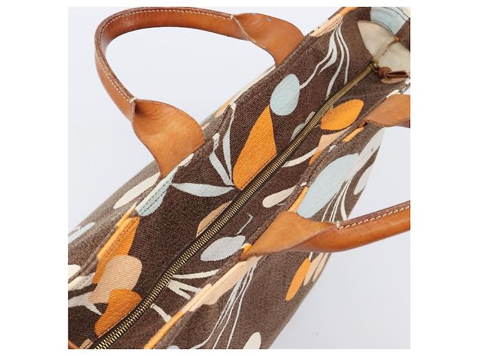 Bolso Tote Miu Miu Canvas Brown Gold Tone Auth bs37123 Castaño - vista 6