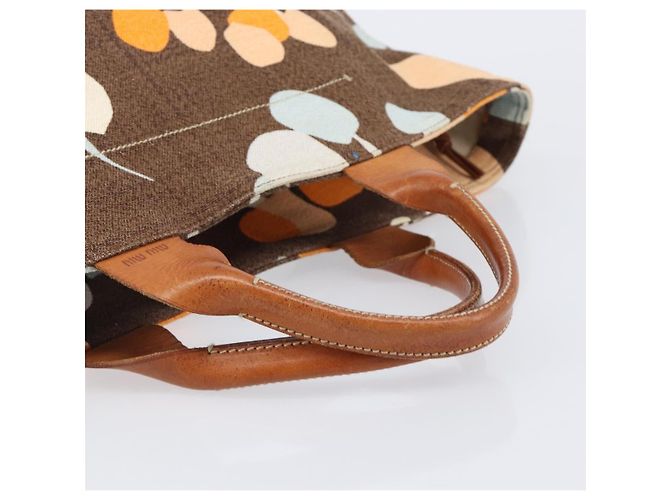 Bolso Tote Miu Miu Canvas Brown Gold Tone Auth bs37123 Castaño - vista 7