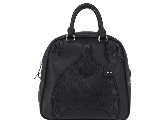 Borsa a mano Miu Miu in pelle nera e argento Auth am12613V Nero - vista 13