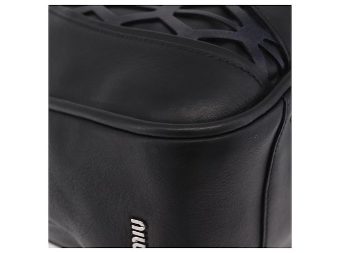 Borsa a mano Miu Miu in pelle nera e argento Auth am12613V Nero - vista 15