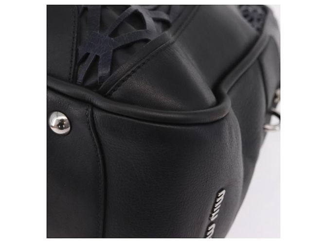 Borsa a mano Miu Miu in pelle nera e argento Auth am12613V Nero - vista 18