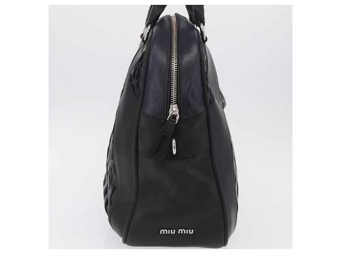 Borsa a mano Miu Miu in pelle nera e argento Auth am12613V Nero - vista 4