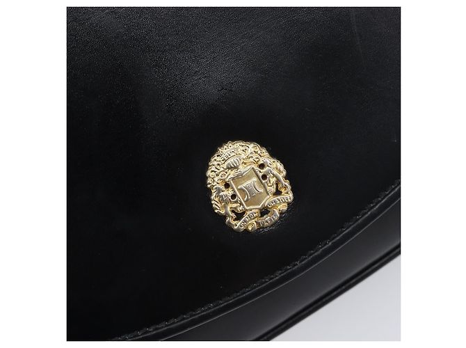 16 Céline Borsa a tracolla con catena CELINE in pelle nera e oro Auth ka6346 Nero D'oro - vista 19
