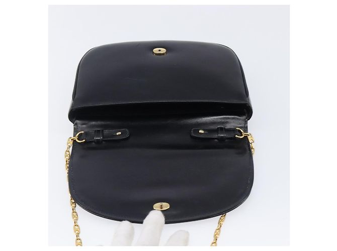 16 Céline Borsa a tracolla con catena CELINE in pelle nera e oro Auth ka6346 Nero D'oro - vista 20