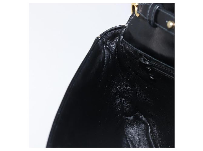 16 Céline Borsa a tracolla con catena CELINE in pelle nera e oro Auth ka6346 Nero D'oro - vista 23