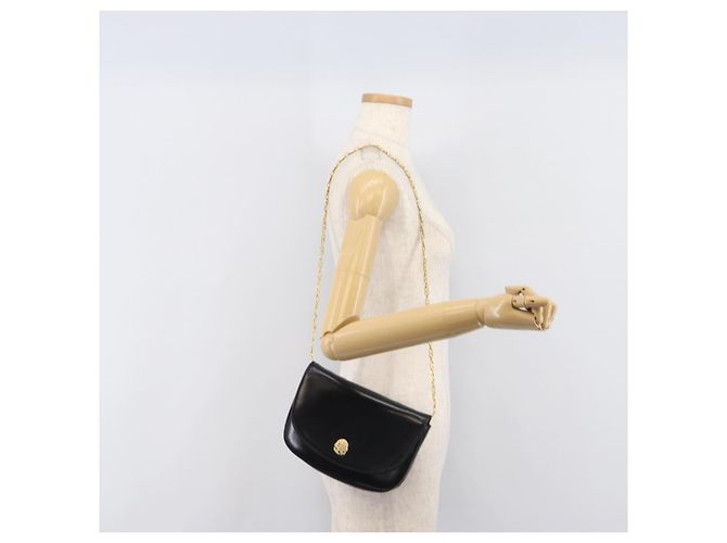 16 Céline Borsa a tracolla con catena CELINE in pelle nera e oro Auth ka6346 Nero D'oro - vista 26