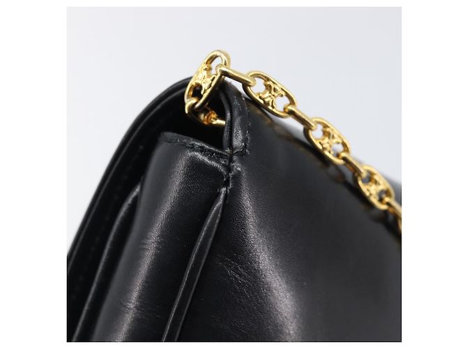 16 Céline Borsa a tracolla con catena CELINE in pelle nera e oro Auth ka6346 Nero D'oro - vista 9