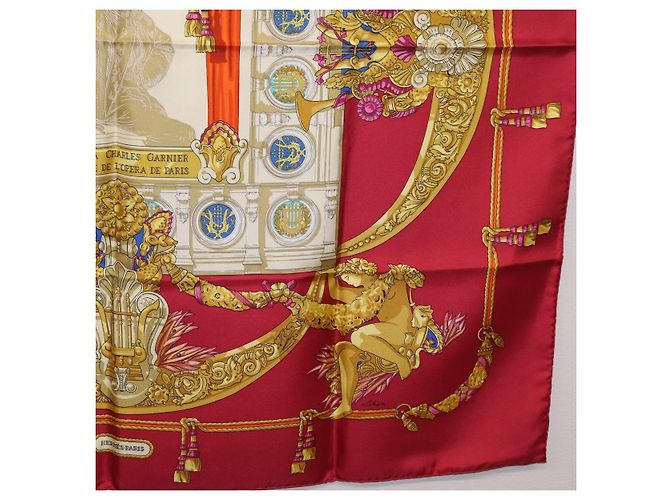 Hermès Pañuelo HERMES Carre 90 Seda Rojo Auth 199702M Roja - vista 10