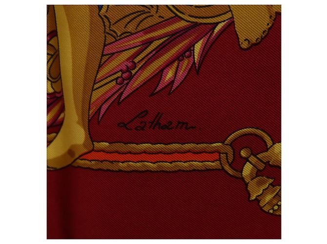 Hermès Pañuelo HERMES Carre 90 Seda Rojo Auth 199702M Roja - vista 11