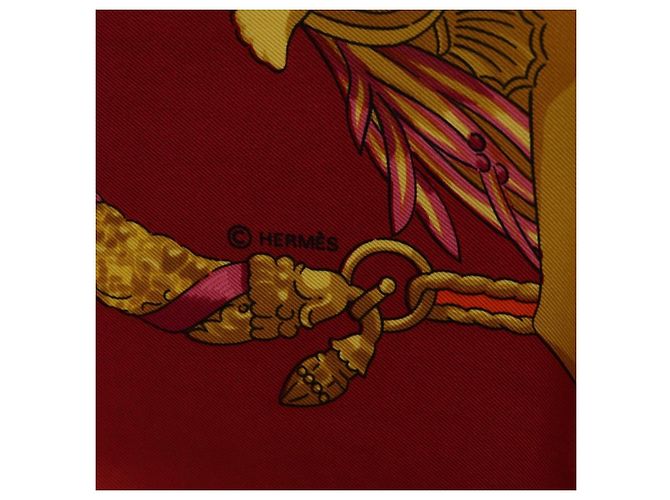 Hermès Pañuelo HERMES Carre 90 Seda Rojo Auth 199702M Roja - vista 12