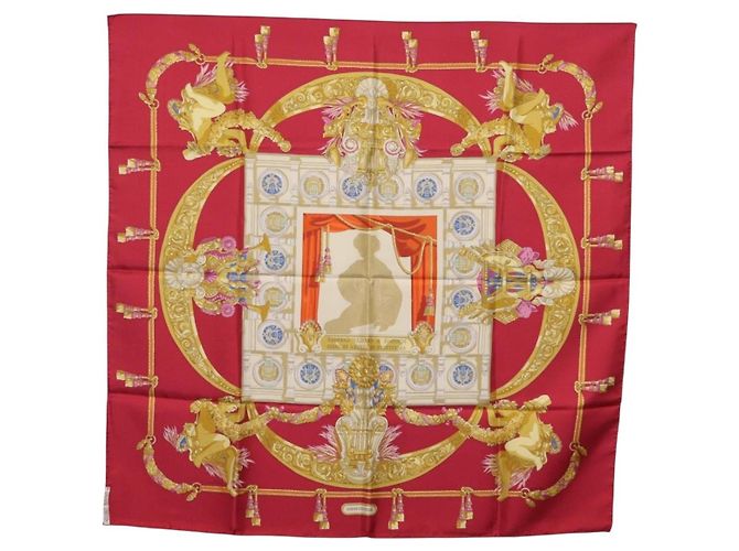 Hermès Pañuelo HERMES Carre 90 Seda Rojo Auth 199702M Roja - vista 13
