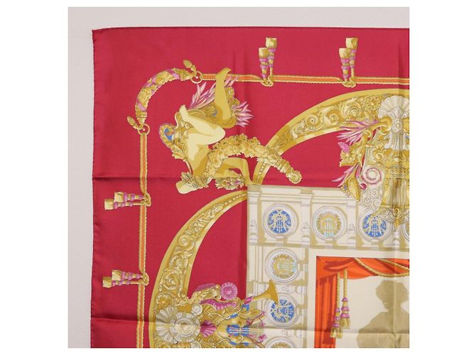 Hermès Pañuelo HERMES Carre 90 Seda Rojo Auth 199702M Roja - vista 14