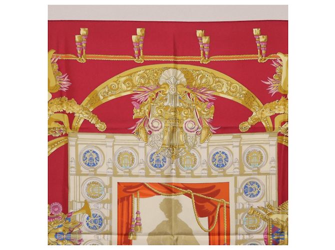 Hermès Pañuelo HERMES Carre 90 Seda Rojo Auth 199702M Roja - vista 15