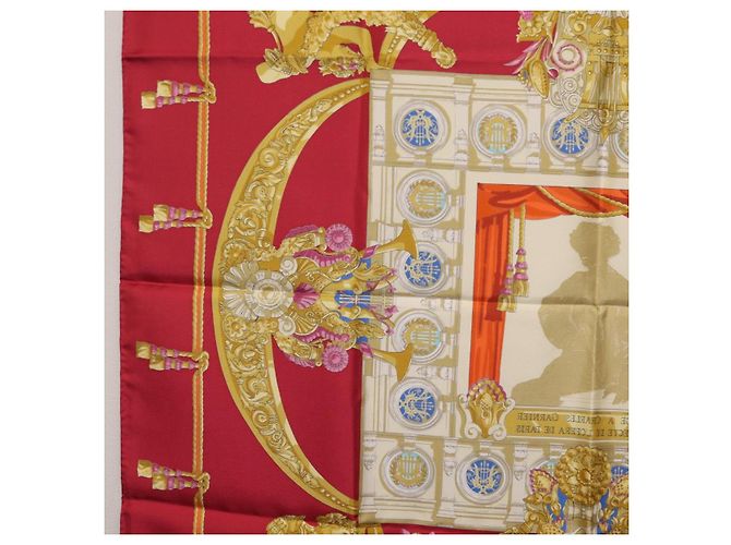 Hermès Pañuelo HERMES Carre 90 Seda Rojo Auth 199702M Roja - vista 17