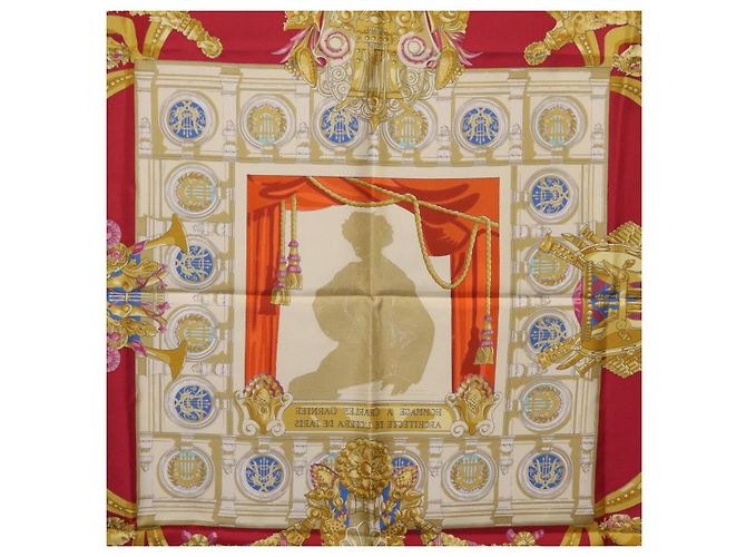 Hermès Pañuelo HERMES Carre 90 Seda Rojo Auth 199702M Roja - vista 18