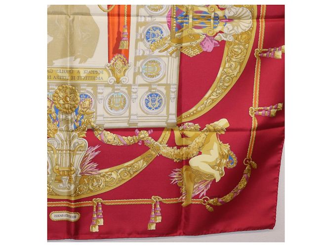Hermès Pañuelo HERMES Carre 90 Seda Rojo Auth 199702M Roja - vista 22