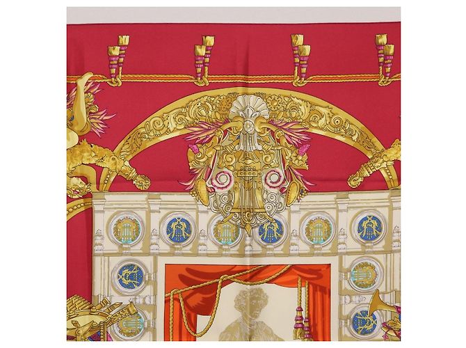 Hermès Pañuelo HERMES Carre 90 Seda Rojo Auth 199702M Roja - vista 3