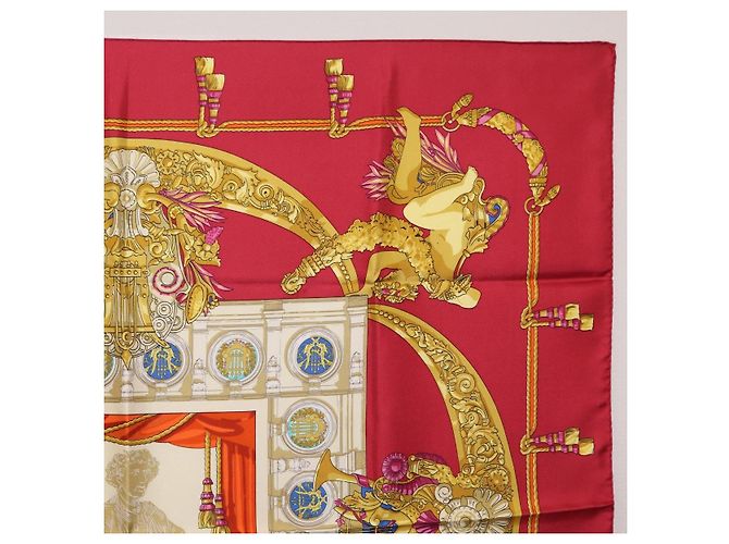 Hermès Pañuelo HERMES Carre 90 Seda Rojo Auth 199702M Roja - vista 4
